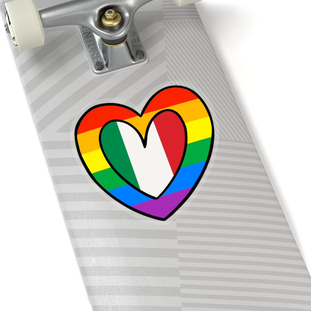 Italian Pride Rainbow Flag Heart Sticker | Italy Pride Month Accessory