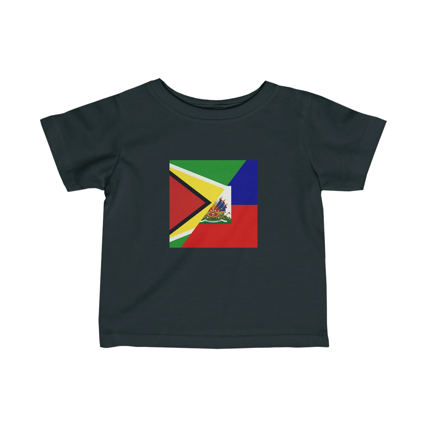 Infant Guyanese Haitian Flag | Half Guyana Haiti Flag Toddler Tee Shirt