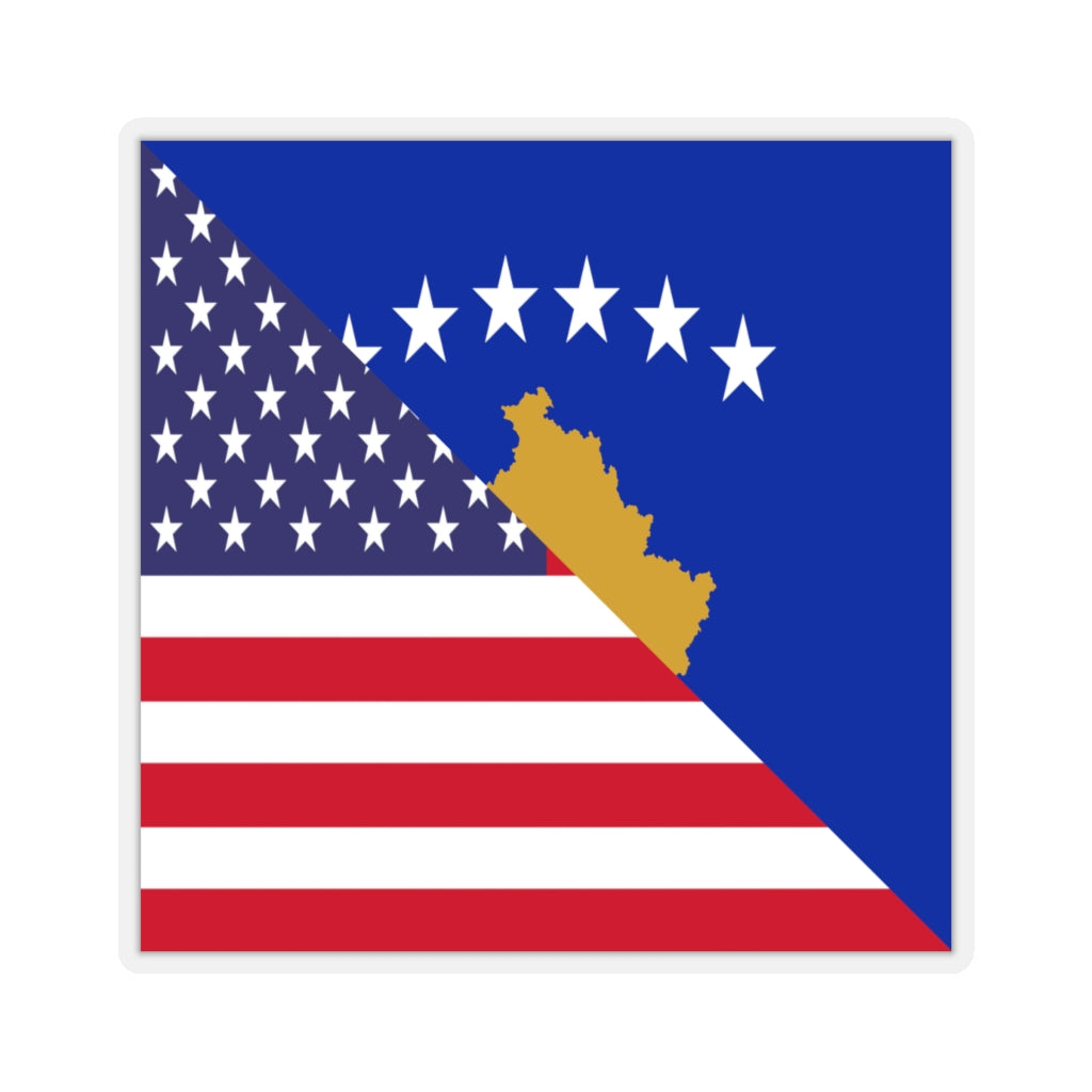 Kosovar American Flag Sticker | Kosovo USA Stickers