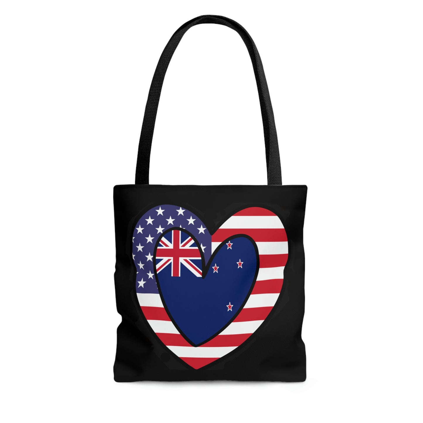 Kiwi American Heart Valentines Day Gift Half New Zealand USA Flag Tote Bag | Shoulder Bag