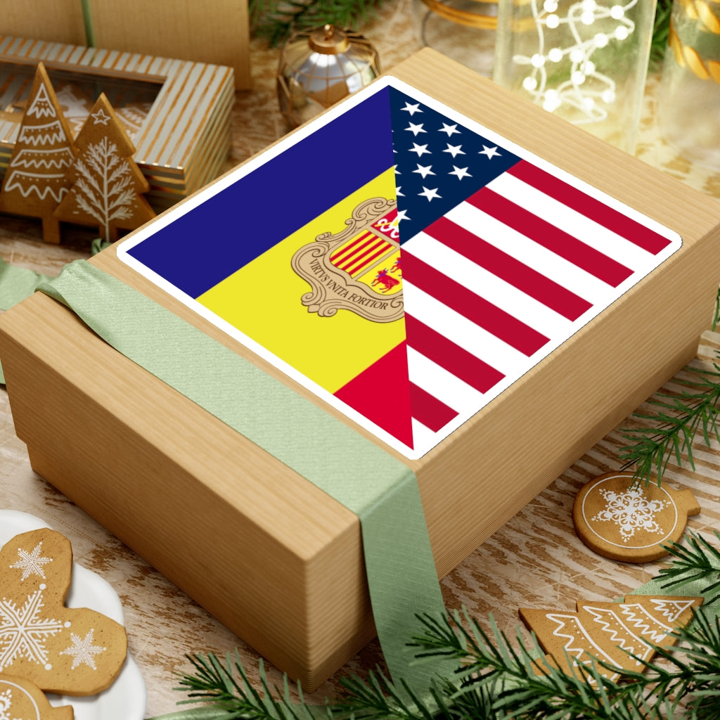 Andorran American Flag Sticker | Andorra USA