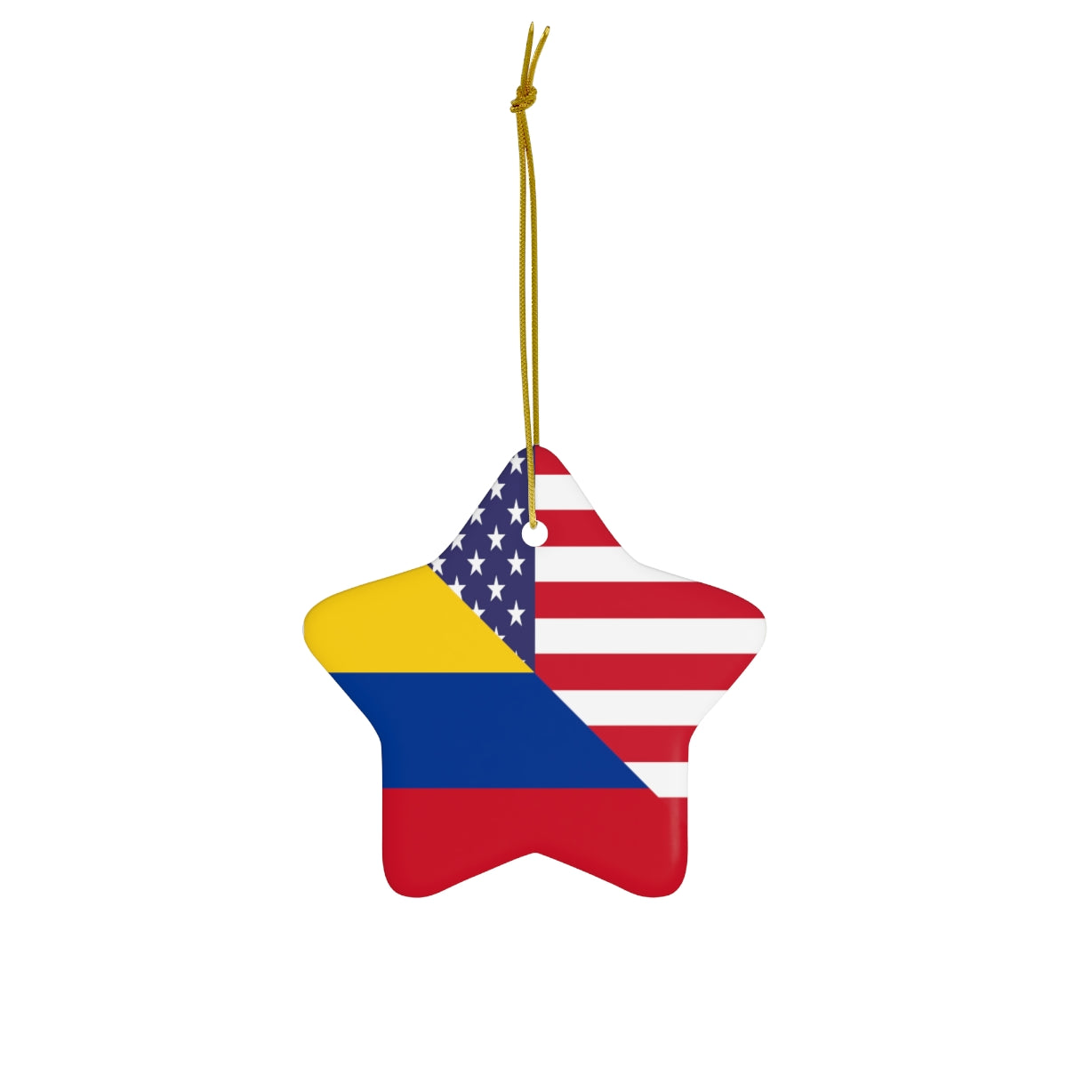 Colombian American Flag Ceramic Ornaments | Colombia USA Holiday Christmas Tree