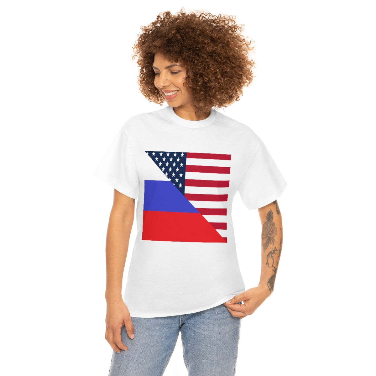 Russian American Flag Half Russia USA T-Shirt | Unisex Tee Shirt