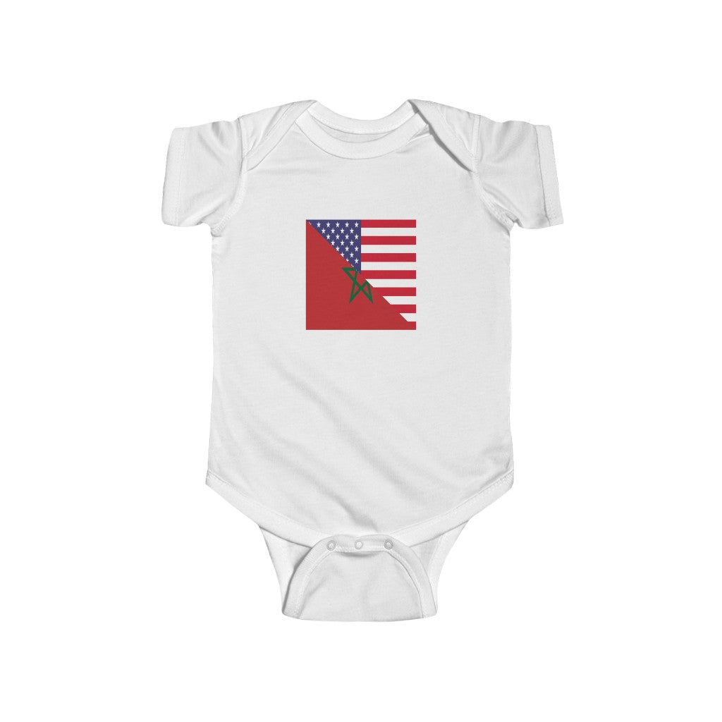 Moroccan American Flag Baby Bodysuit | Morocco USA Newborn Boy Girl