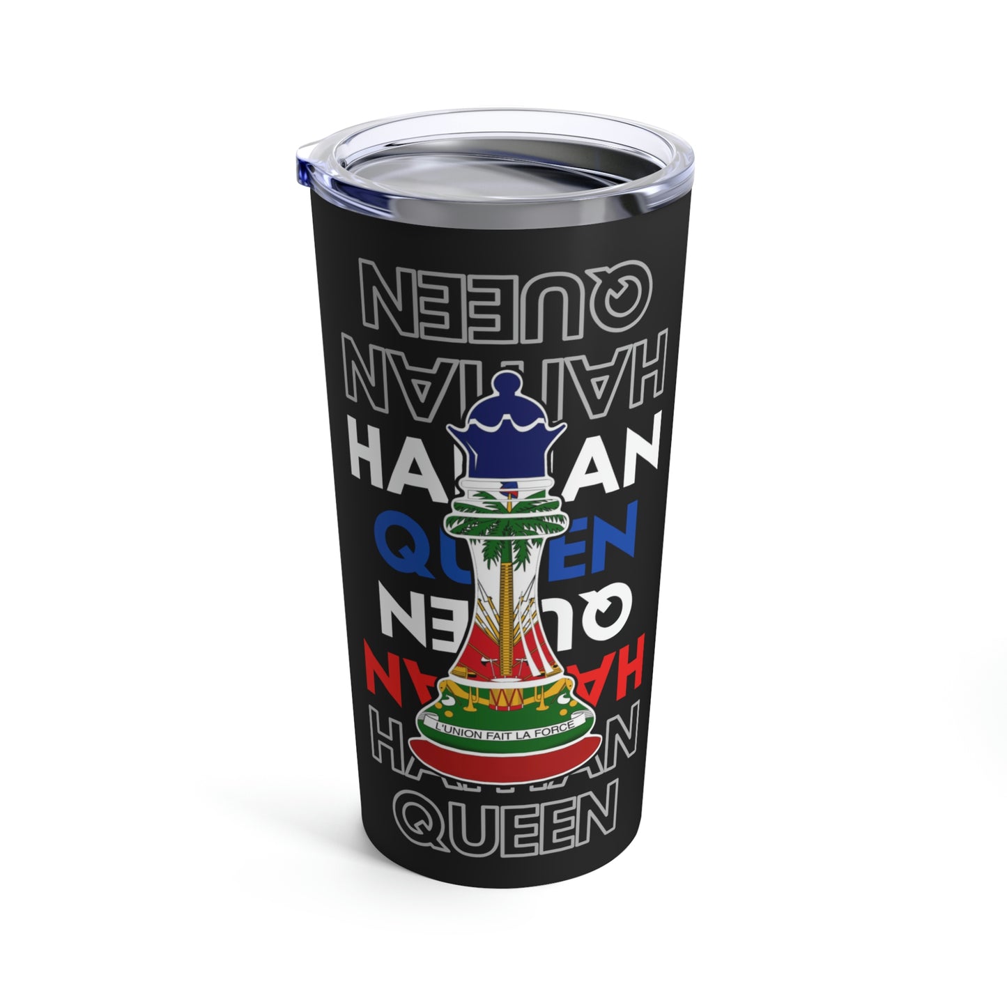 Haitian Queen Chess Piece Text | Haiti Flag Tumbler 20oz