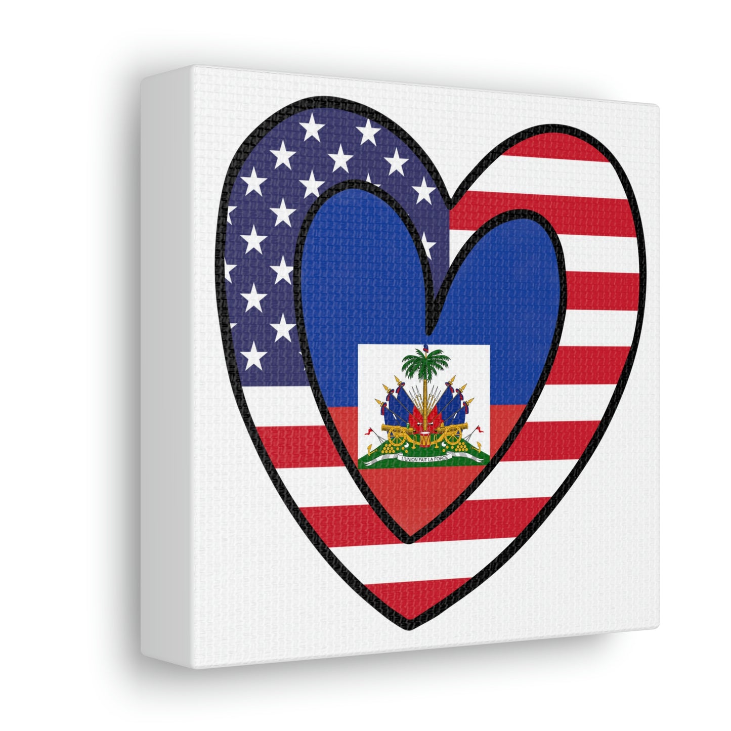 American Haitian Flag Inner Heart USA Haiti Canvas Gallery Wraps | Wall Art