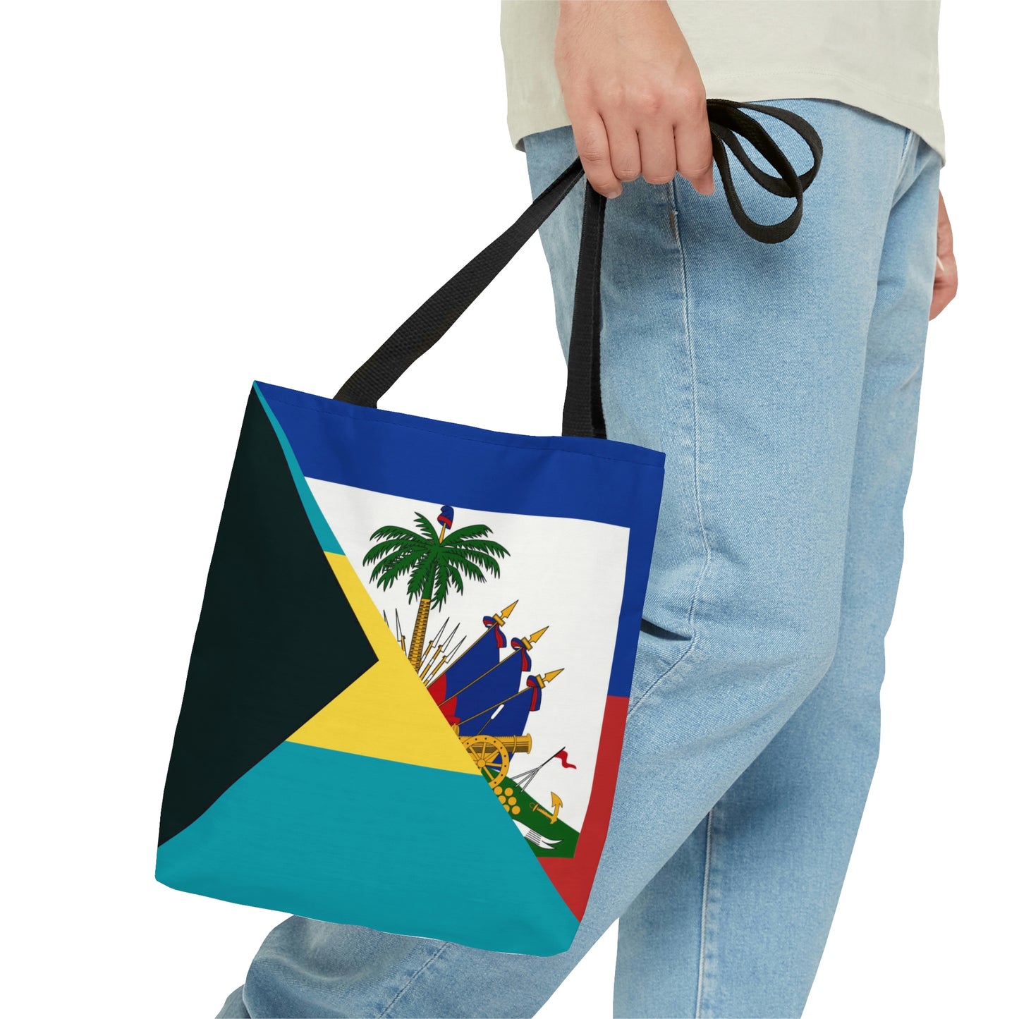 Haiti Bahamas Flag | Half Haitian Bahamian Flag Tote Bag | Shoulder Bag