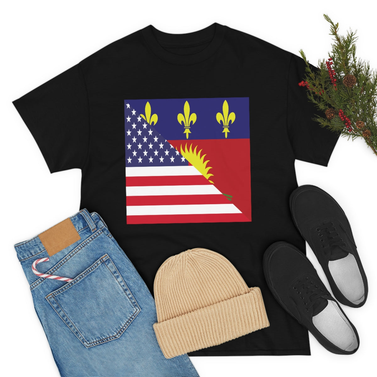 Guadeloupe American Flag Half Guadeloupean USA T-Shirt | Unisex Tee Shirt