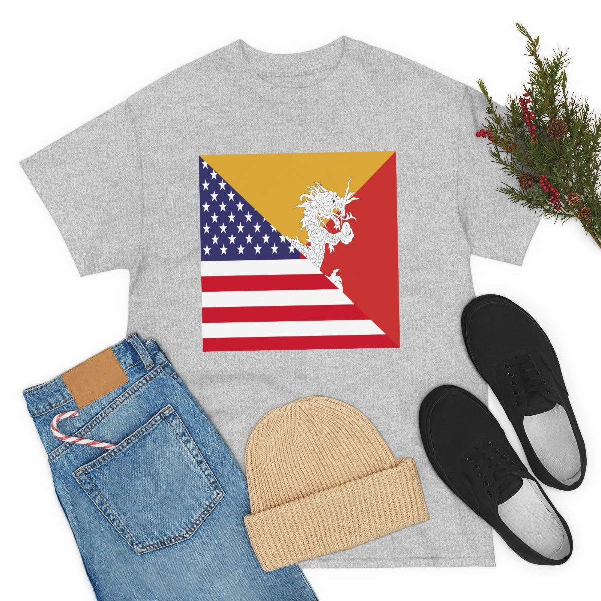 Bhutan American Flag Half Bhutanese USA T-Shirt | Unisex Tee Shirt