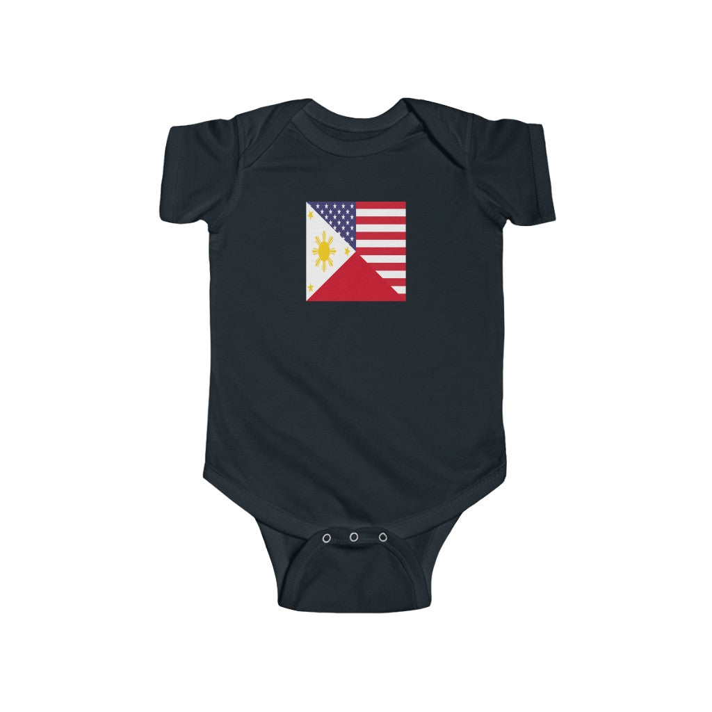 Philippines American Flag Baby Bodysuit Newborn | Filipino USA Baby Boy Girl