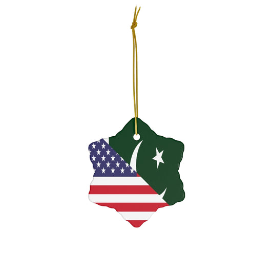 Pakistani American Flag Ceramic Ornaments | Pakistan USA Christmas Tree