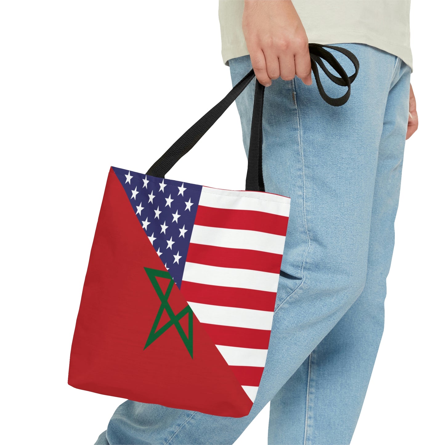 Moroccan American Flag Morocco USA Tote Bag | Shoulder Bag