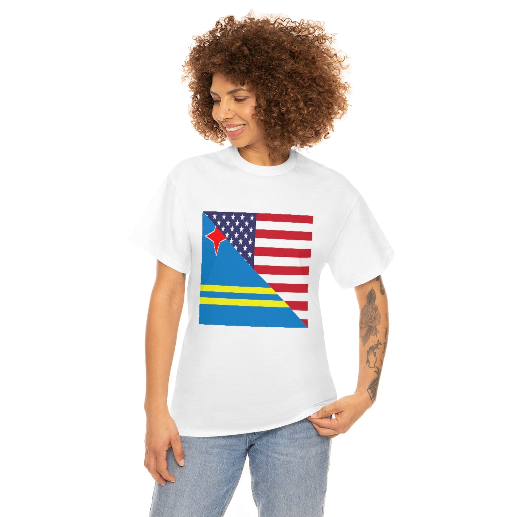 Aruban American Flag Tee Shirt | Aruba USA Tshirt