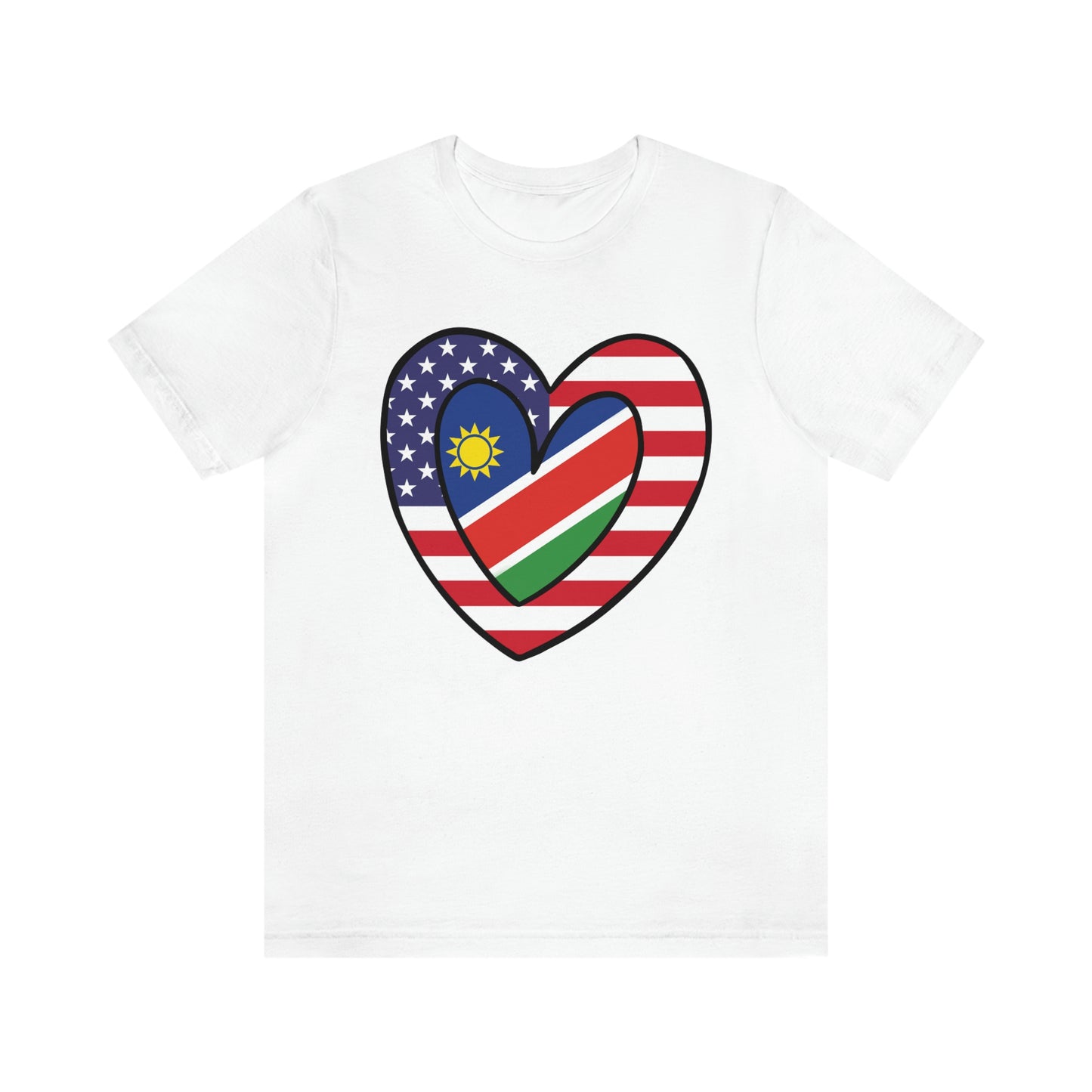 Namibian American Heart Valentines Day Gift Tee Shirt | Namibia USA Flag Wedding T-Shirt