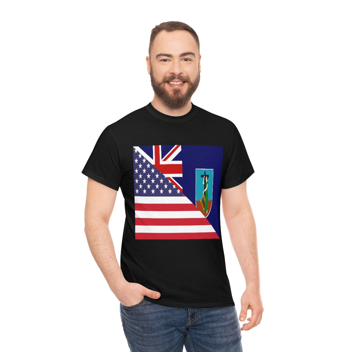 Montserrat American Flag Half Montserratian USA T-Shirt | Unisex Tee Shirt