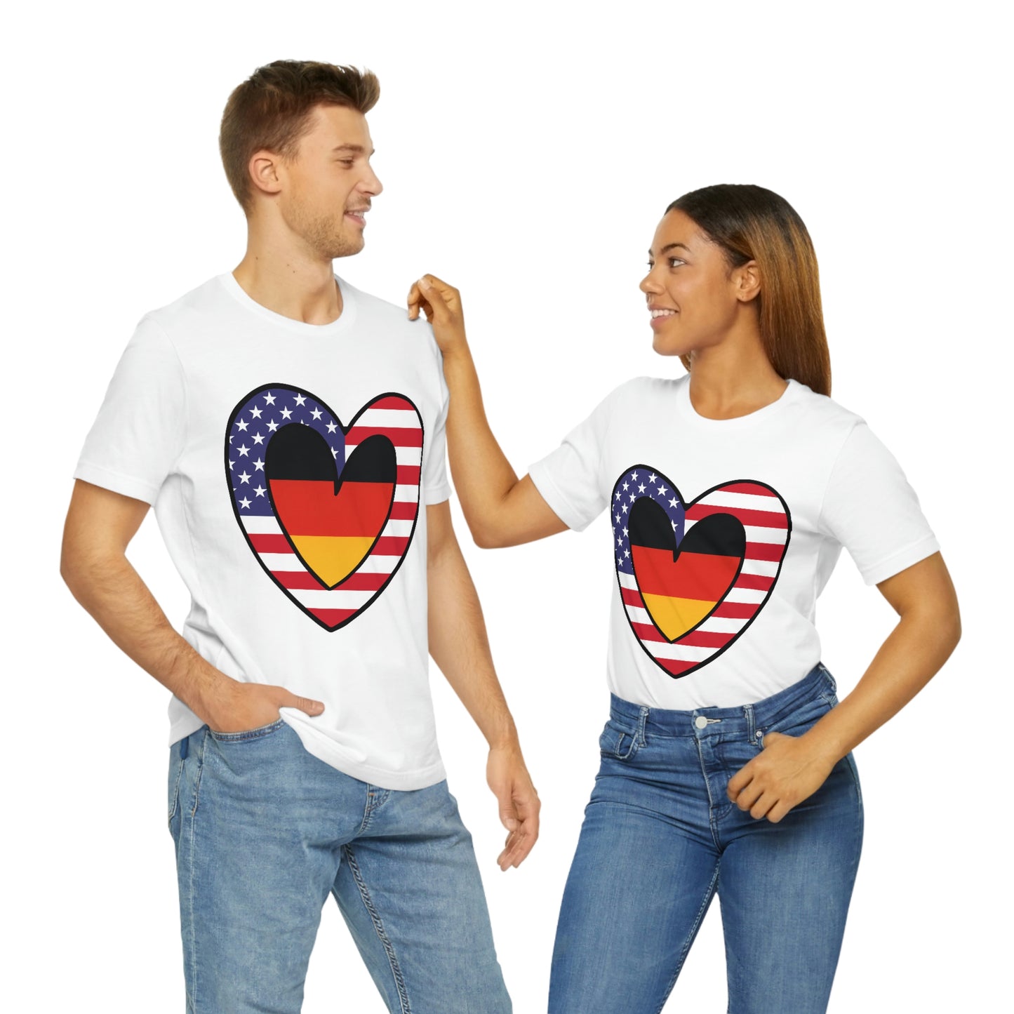 German American Heart Valentines Day Gift Tee Shirt | Half Germany USA Flag T-Shirt