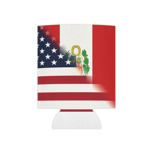 Peruvian American Flag Can Cooler | Peru Vicuna USA Drink Cosy