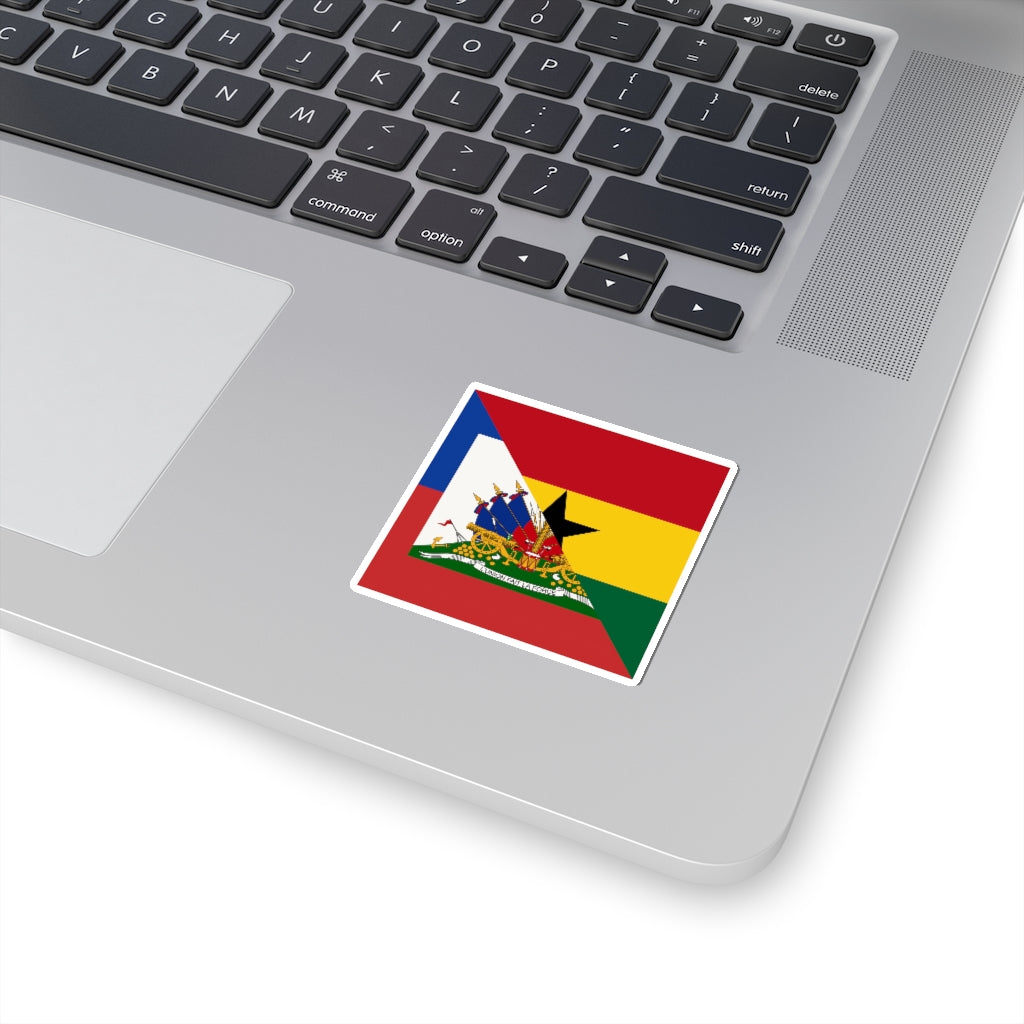 Half Haitian-Ghanaian Flag Sticker | Haiti Ghana Flag Sticker