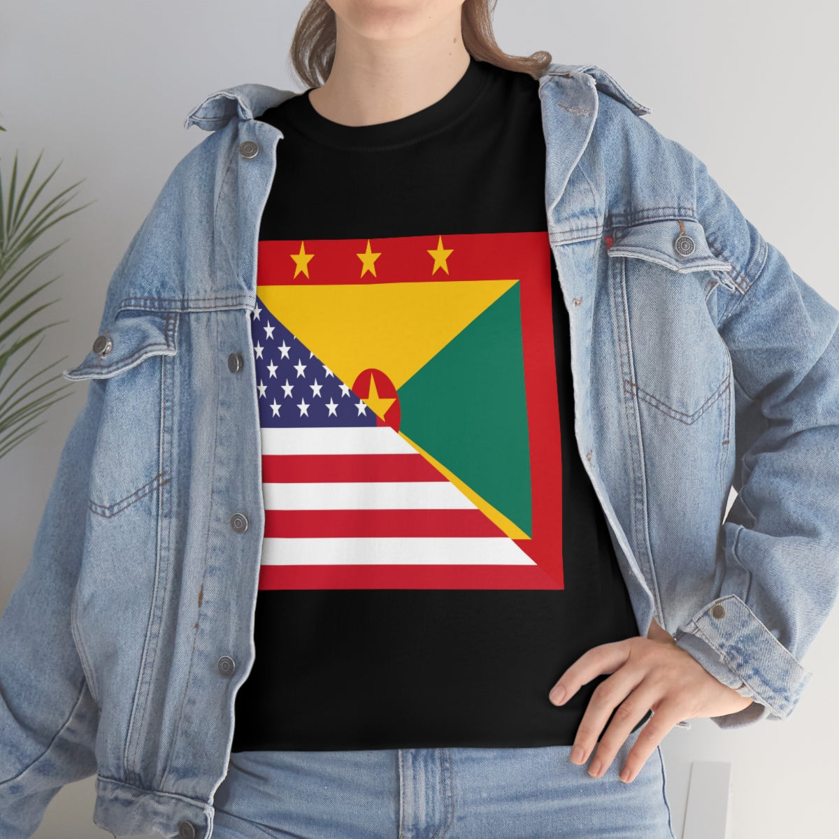 Grenadan American Flag Half Grenada USA T-Shirt | Unisex Tee Shirt