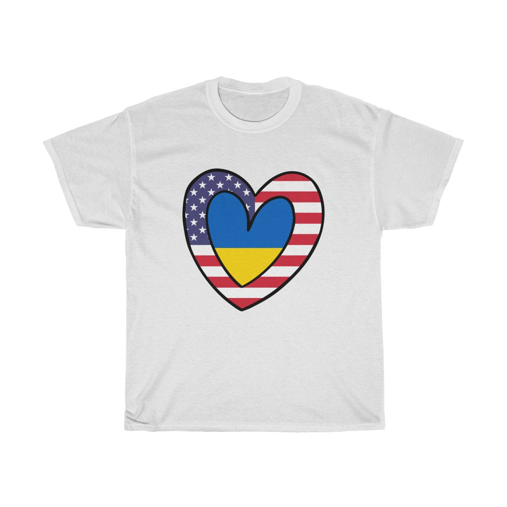 American Ukrainian Inner Flag Inner Heart Tee | Unisex Ukraine USA Shirt