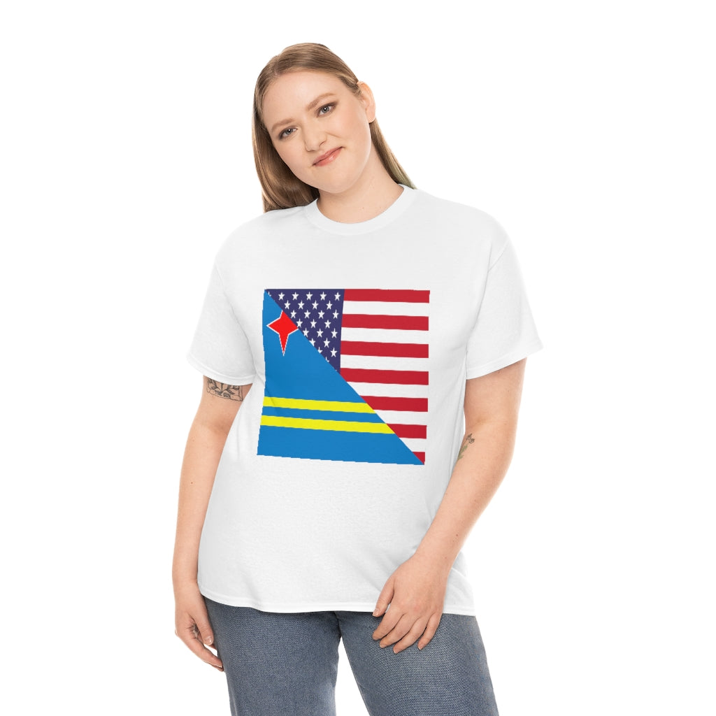 Aruban American Flag Tee Shirt | Aruba USA Tshirt