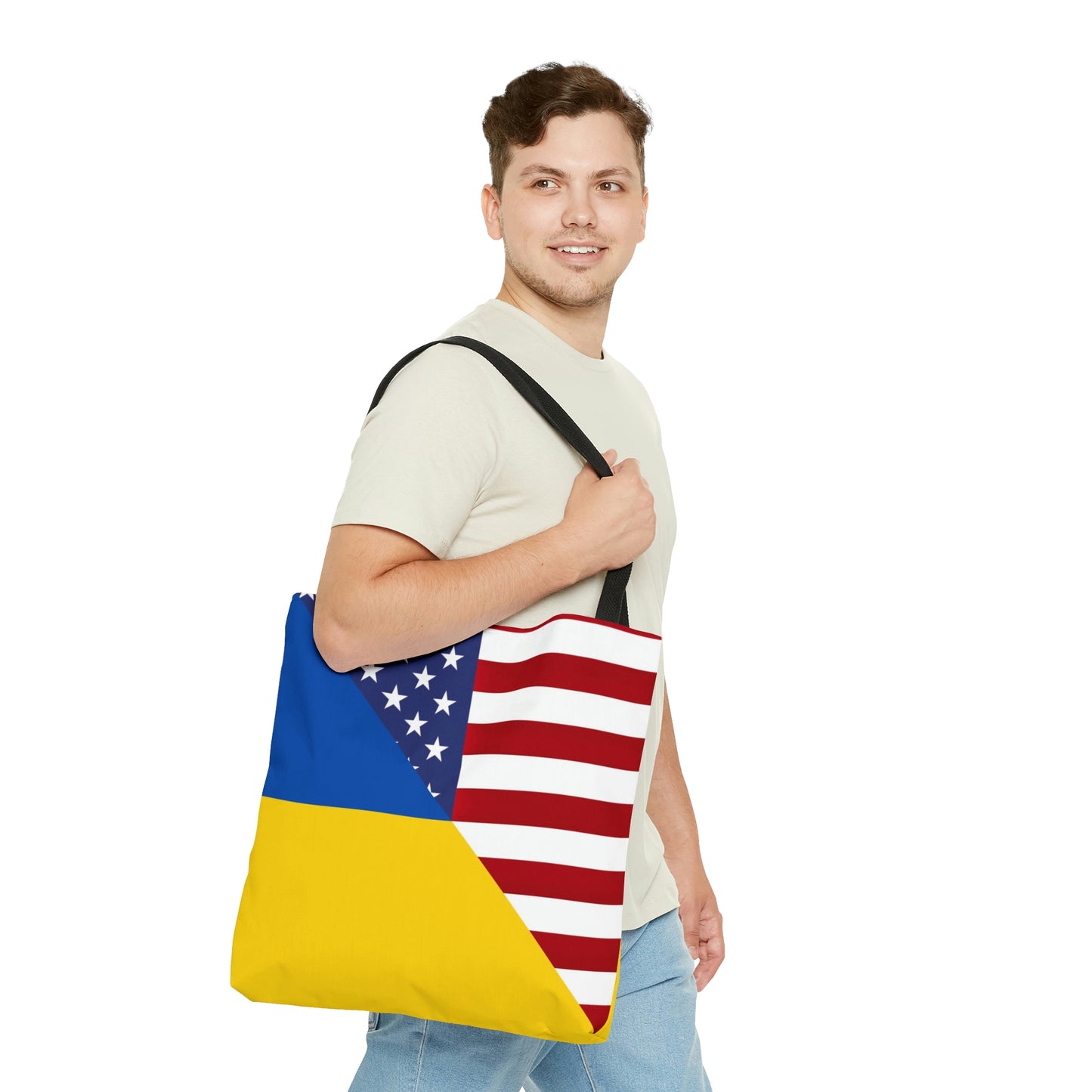 Ukrainian American Flag | Half Ukraine USA Tote Bag | Shoulder Bag