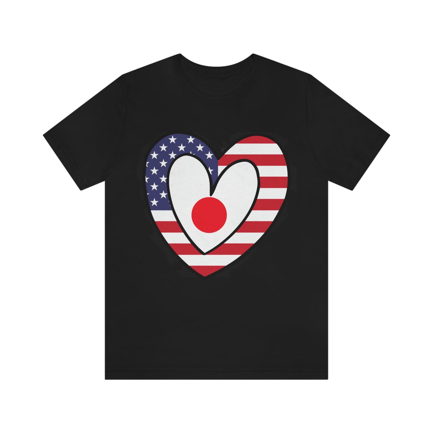 Japanese American Heart Valentines Day Gift Tee Shirt | Half Japan USA Flag T-Shirt