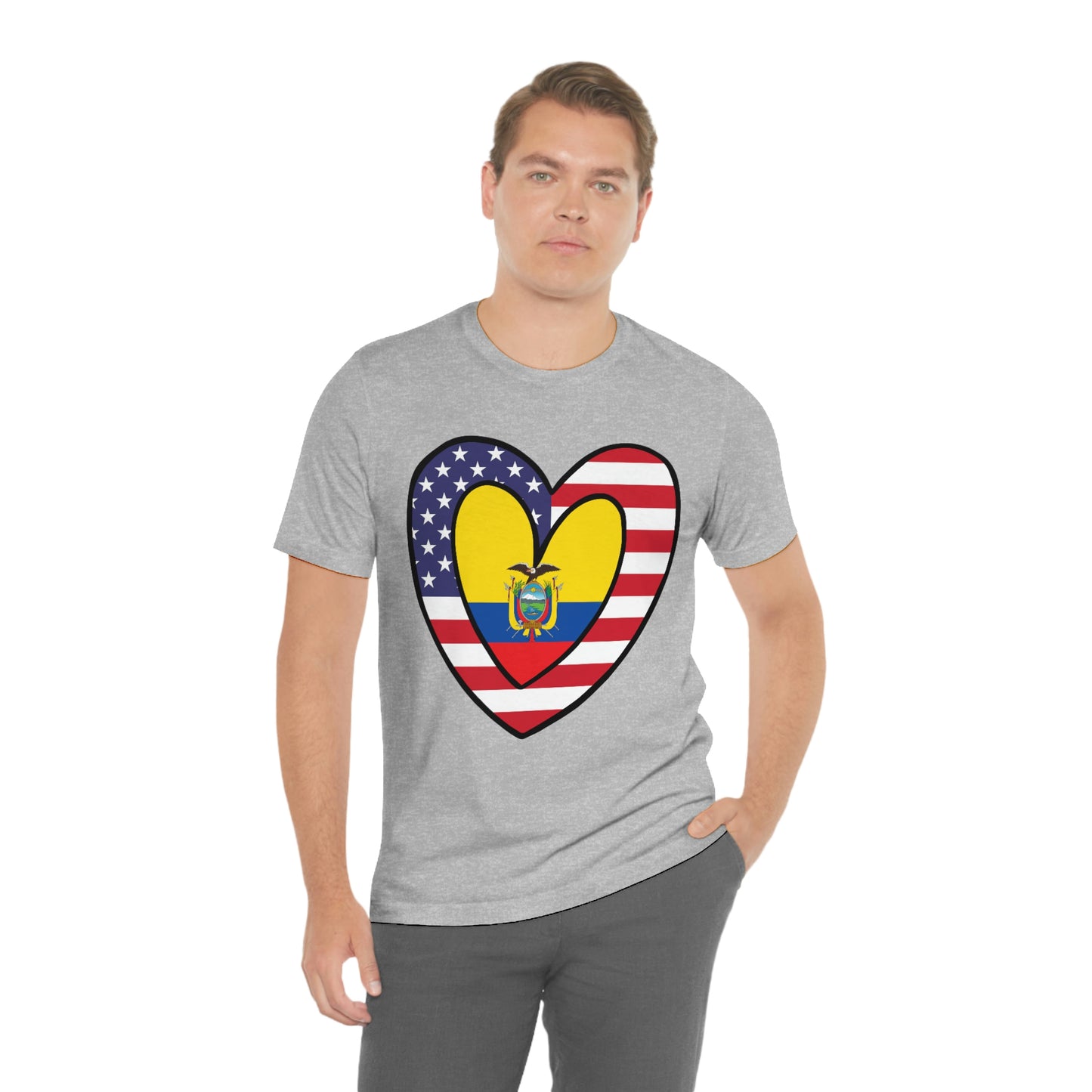 Ecuadorian American Heart Valentines Day Gift Tee Shirt | Half Ecuador USA Flag T-Shirt