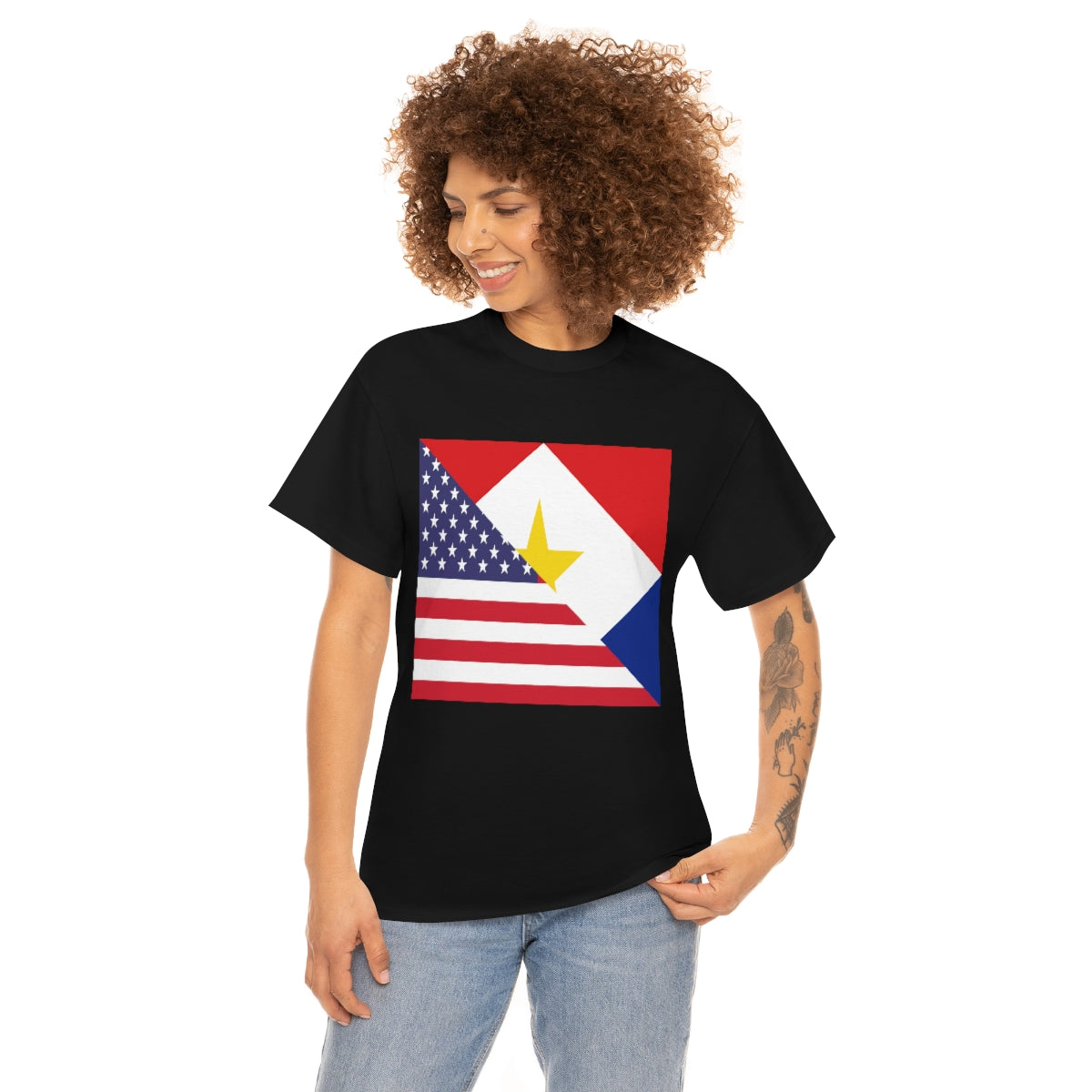 Saba American Flag Half Sabaean USA T-Shirt | Unisex Tee Shirt