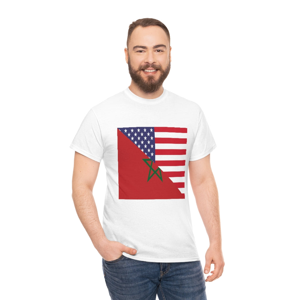 Moroccan American Flag Tee Shirt | Morocco USA Tshirt