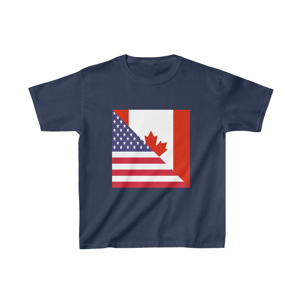 Kids Canadian American Flag Canada USA T-Shirt | Unisex Tee Shirt