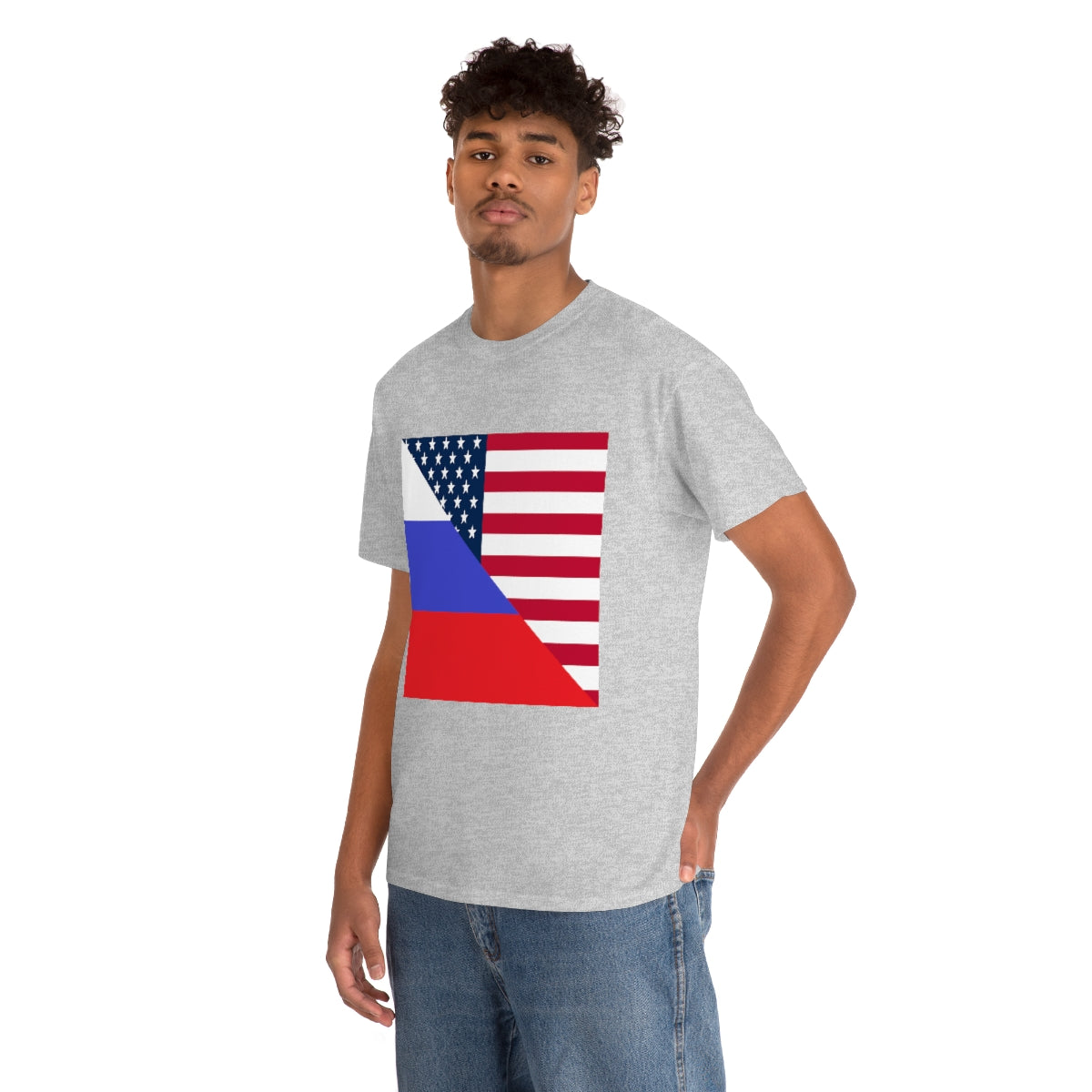 Russian American Flag Half Russia USA T-Shirt | Unisex Tee Shirt