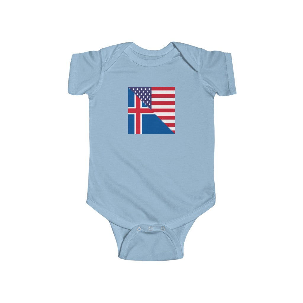 Icelander American Flag Baby Bodysuit | Iceland USA Newborn