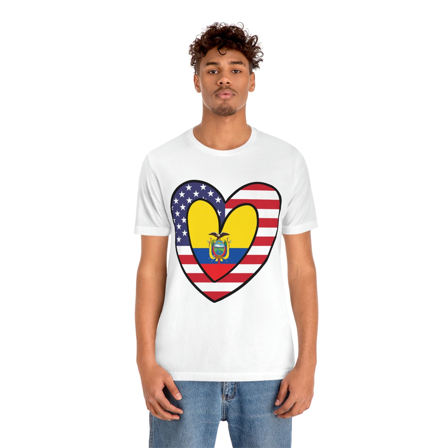 Ecuadorian American Heart Valentines Day Gift Tee Shirt | Half Ecuador USA Flag T-Shirt