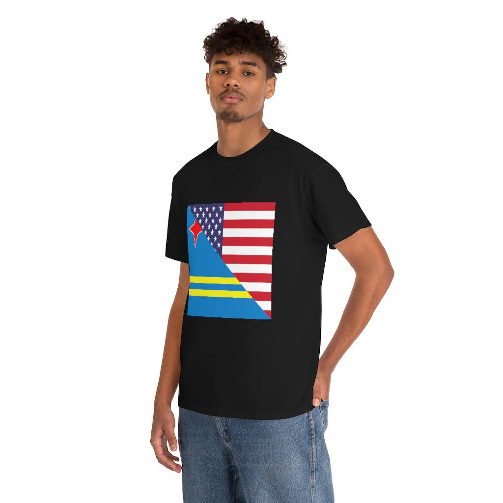 Aruban American Flag Tee Shirt | Aruba USA Tshirt