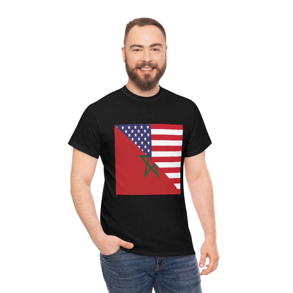 Moroccan American Flag Tee Shirt | Morocco USA Tshirt