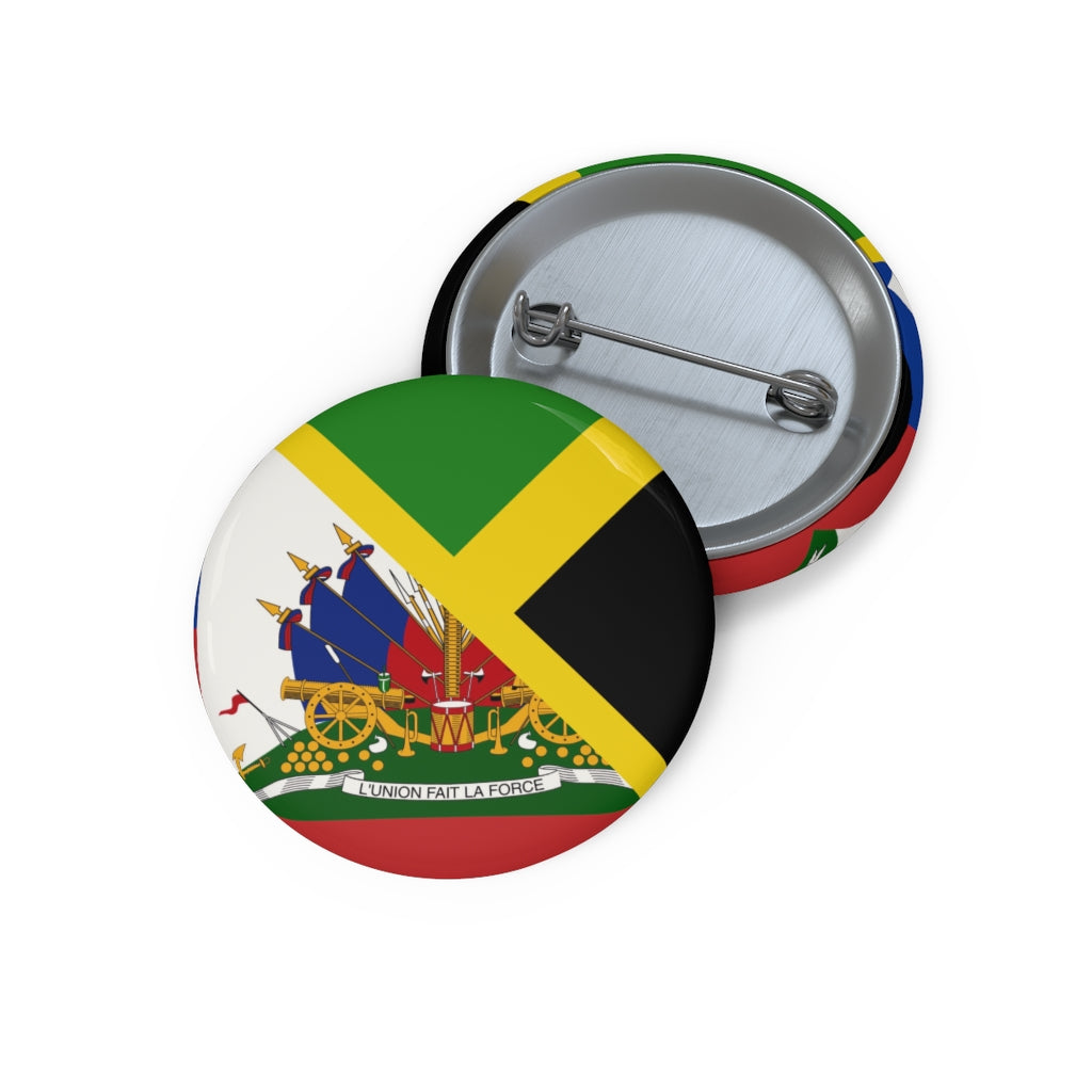 Haitian Jamaican Flag Pin Button | Haiti Jamaica Caribbean