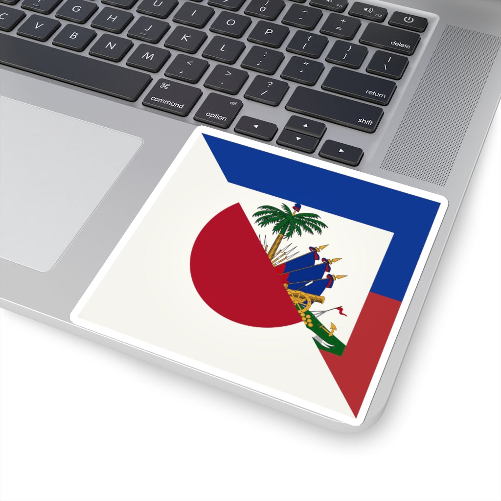 Half Haitian-Japanese Flag Sticker | Haiti Japan Flag Sticker