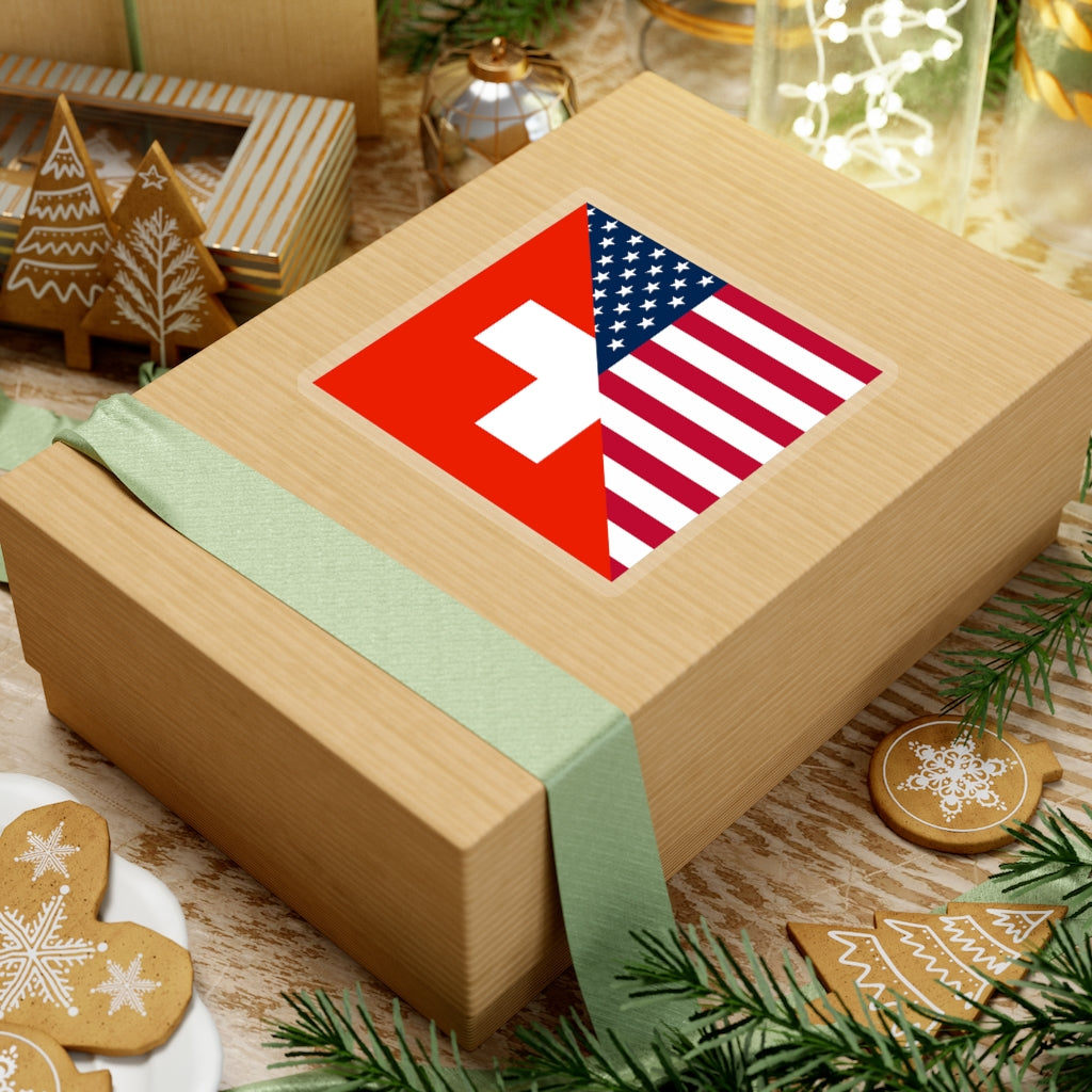 Swiss American Flag Sticker | Switzerland USA Stickers