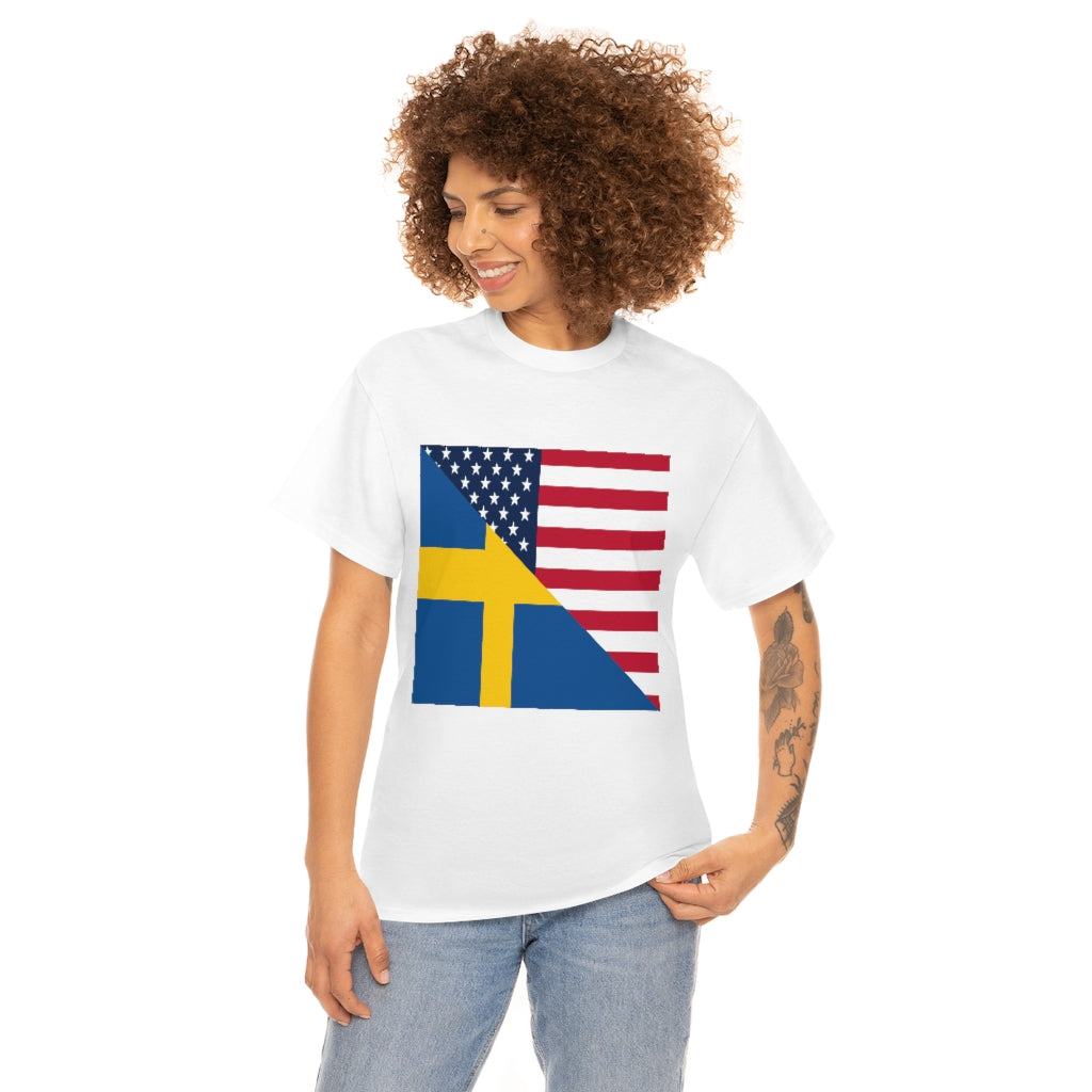 Swedish American Flag Tee Shirt | Unisex Sweden USA Tshirt