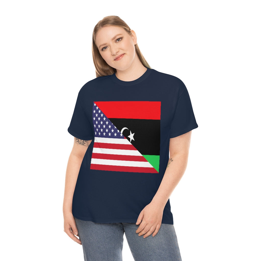 Libyan American Flag Tee Shirt | Unisex Libya USA Tshirt