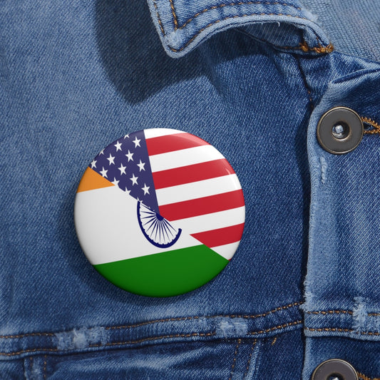 Indian American Asian Flag Pin Button | India USA