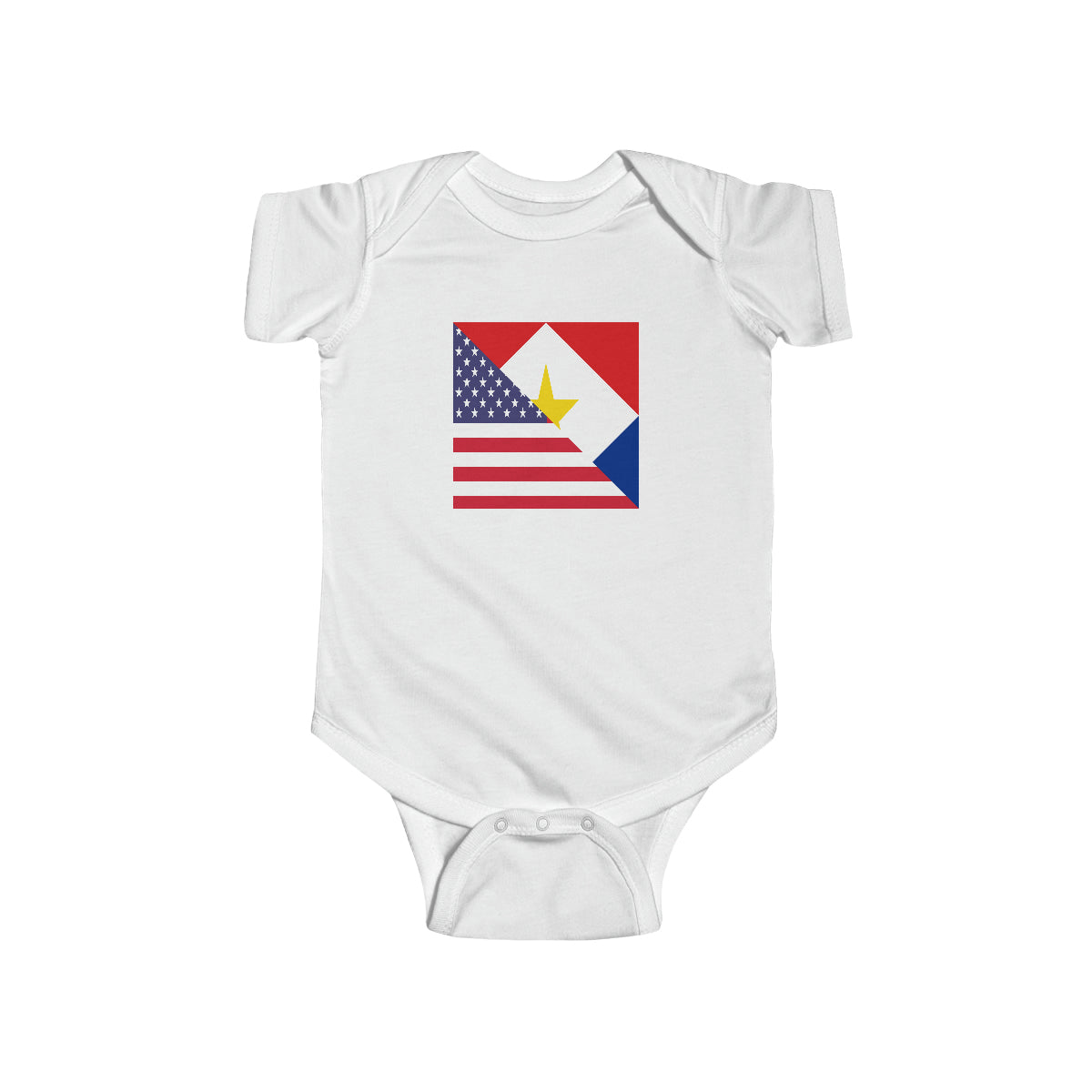 Saba American Flag Half Sabaean USA Baby Bodysuit | Newborn Boy Girl