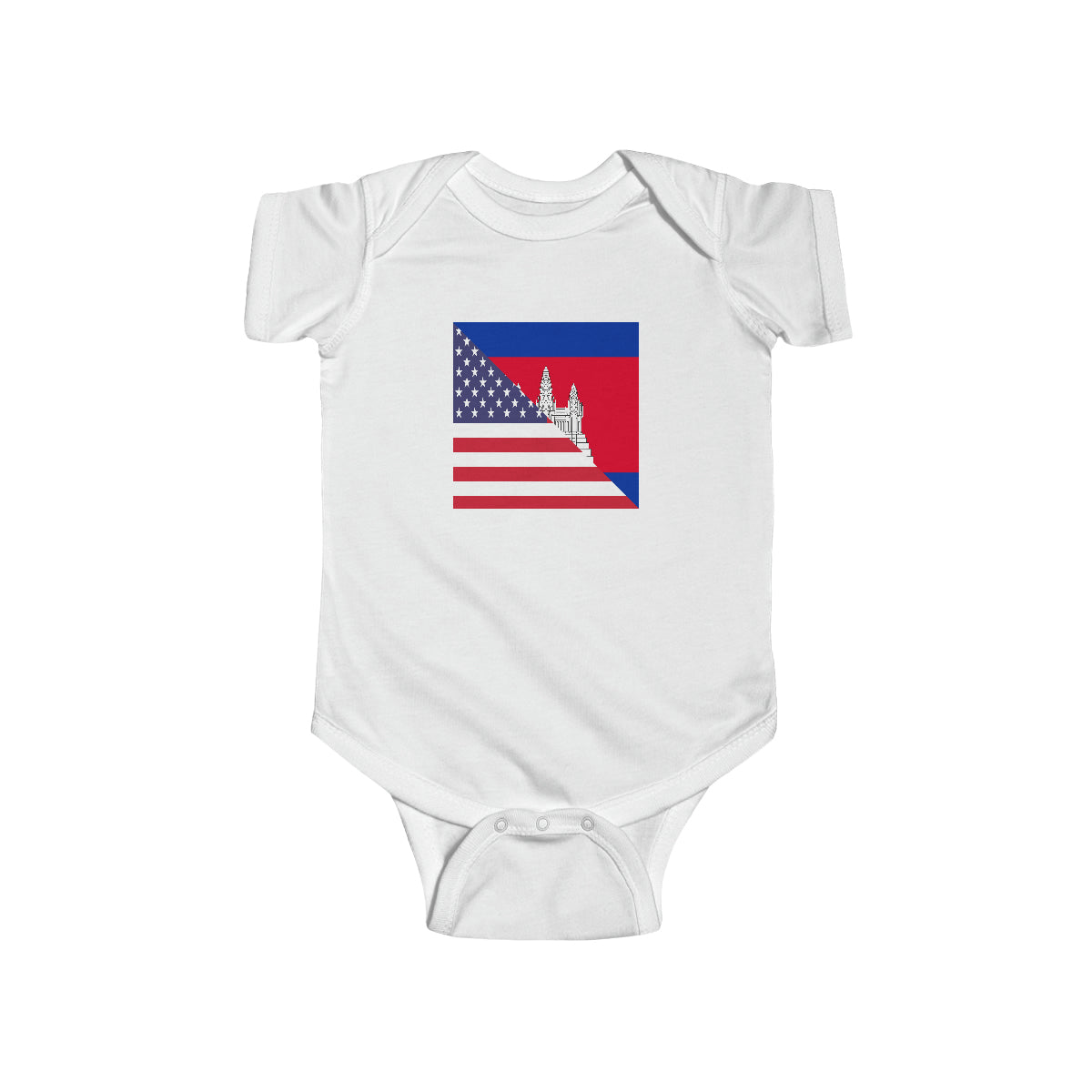 Cambodian American Flag Half Cambodia USA Baby Bodysuit | Newborn Boy Girl