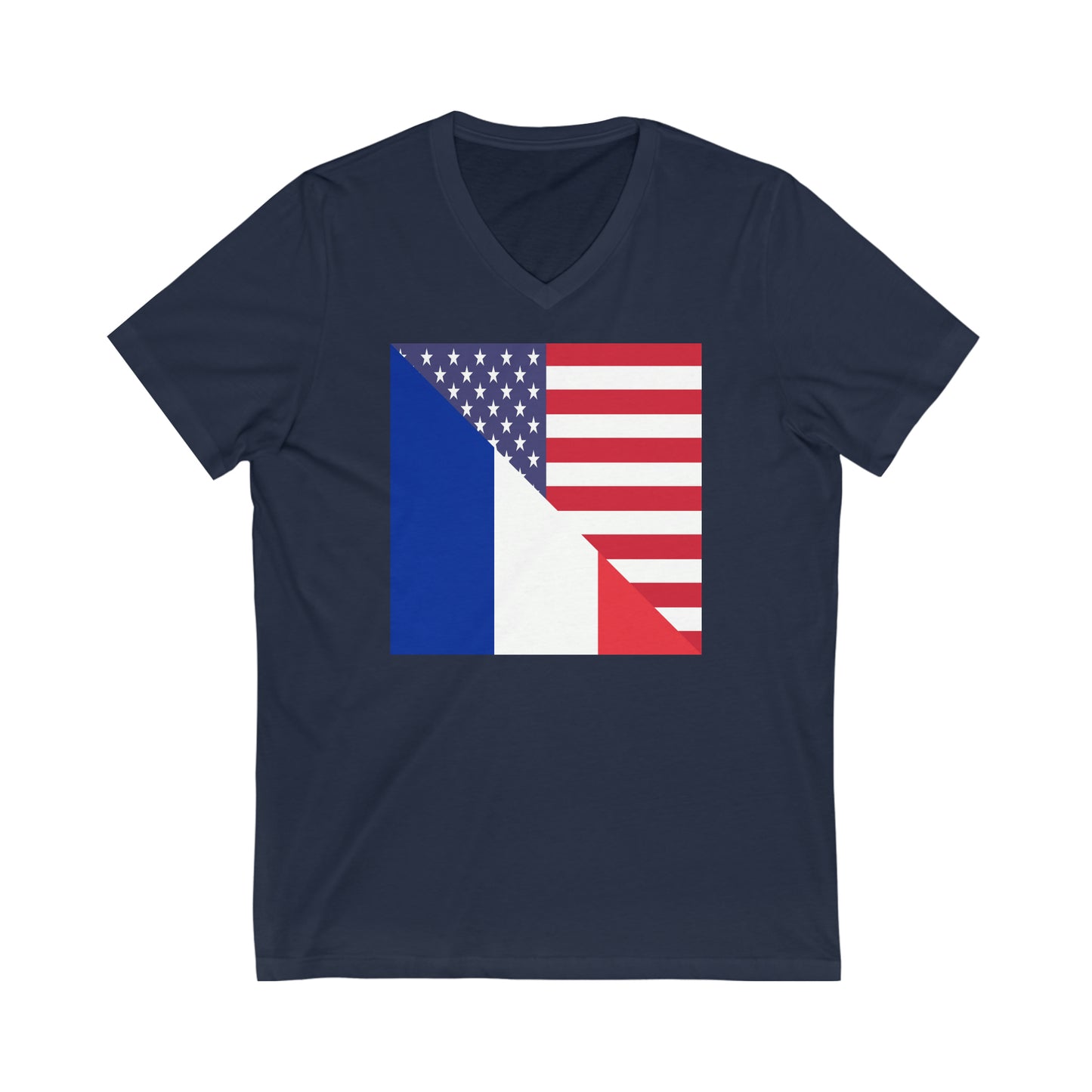 French American Flag France USA V-Neck T-Shirt | Unisex Vee Shirt