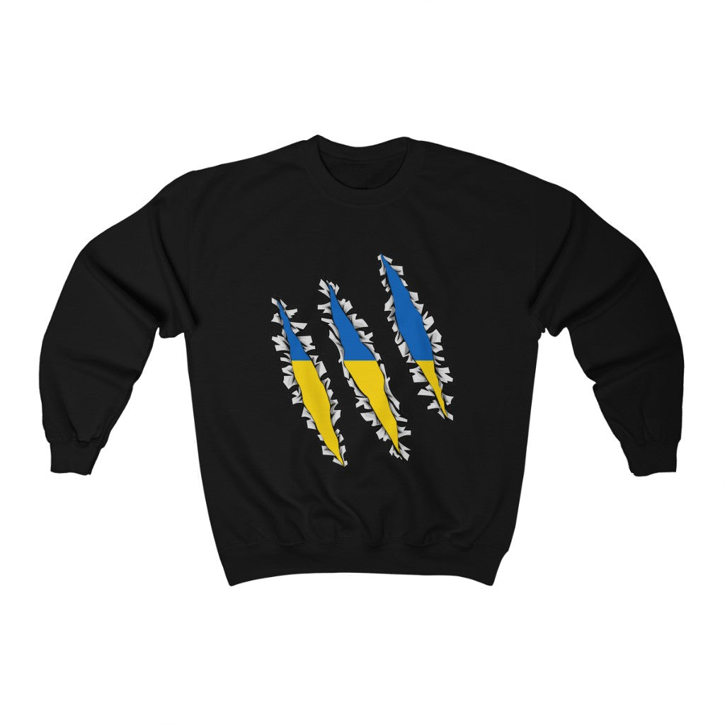 Slashed Ukraine Flag Sweatshirt | Ukrainian Men Women Pullover