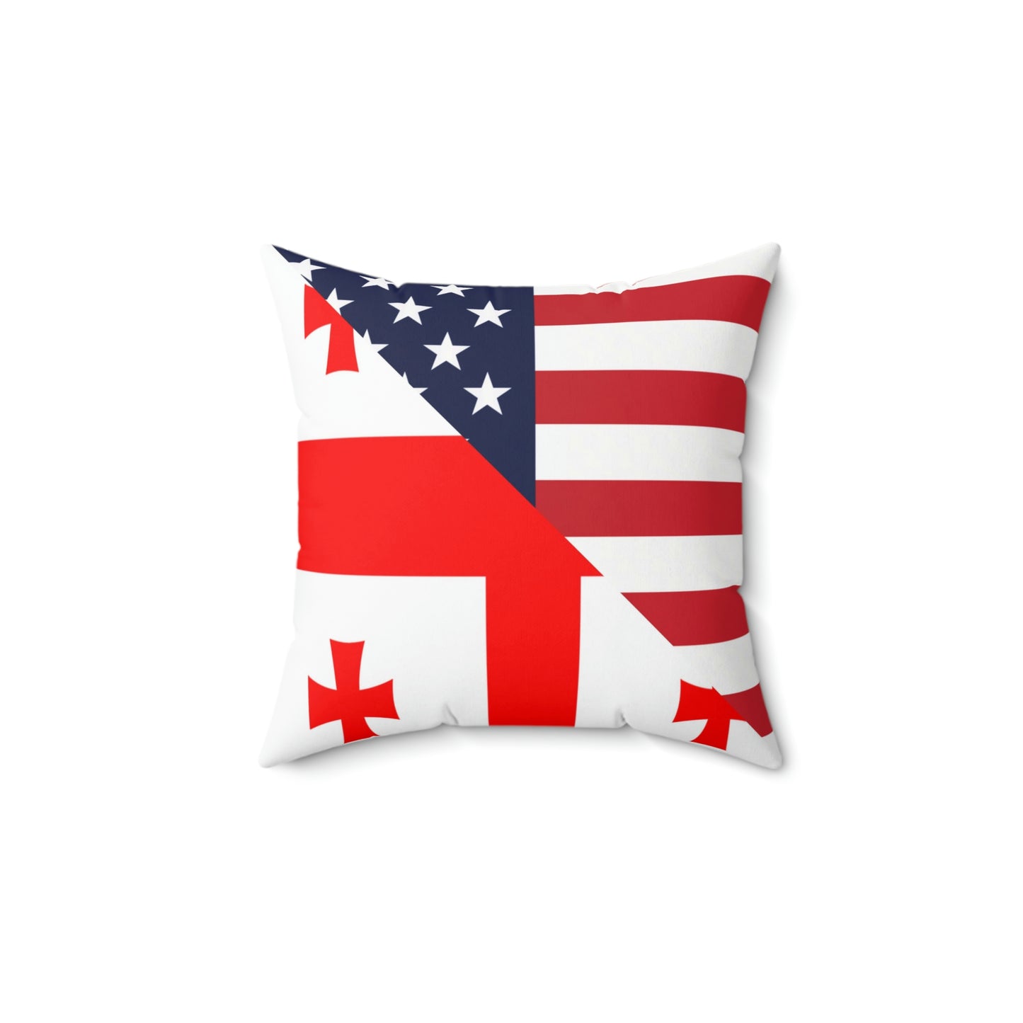 Georgian American Flag Georgia USA Spun Polyester Square Pillow