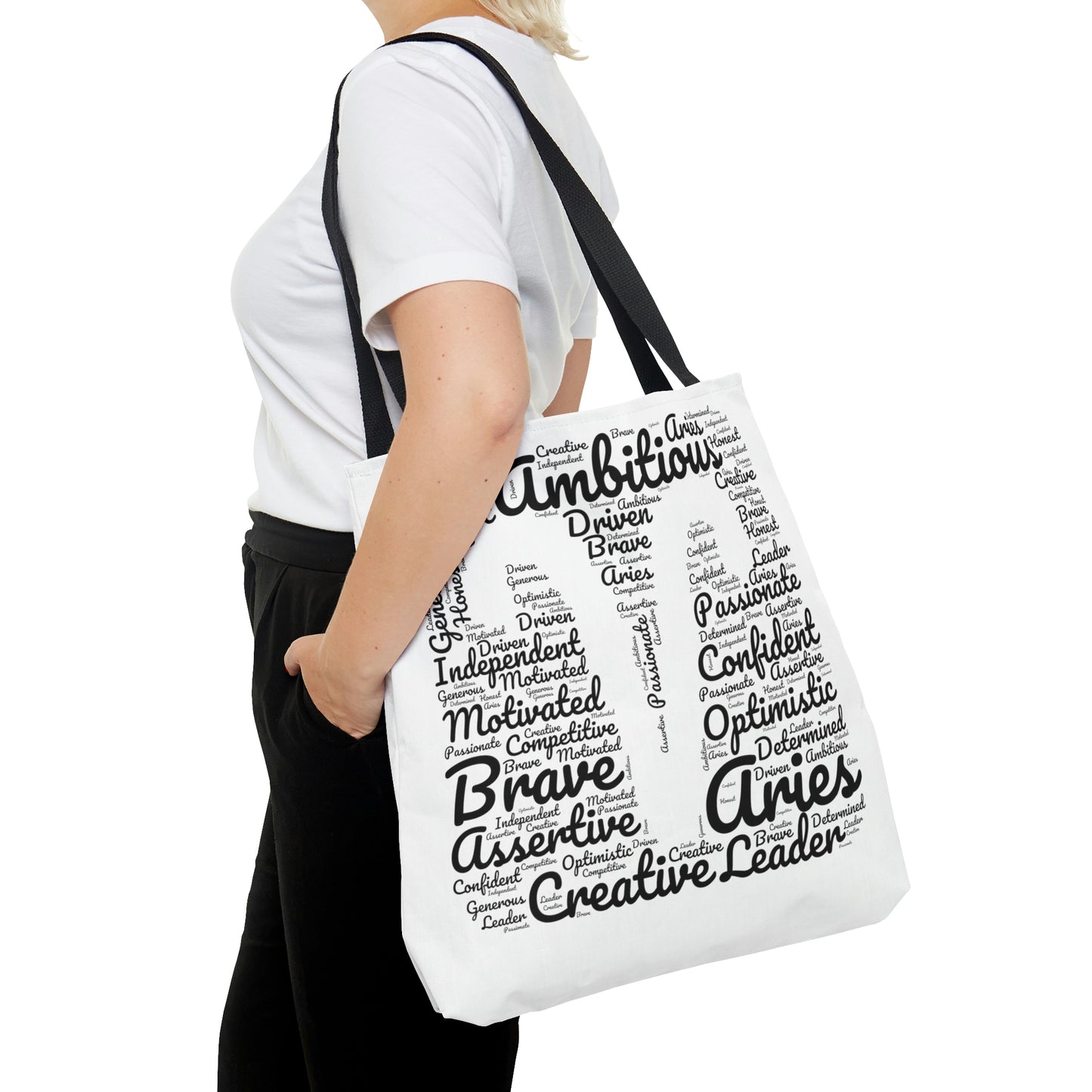 Aries Zodiac Sign Astrology Black Tote Bag | Shoulder Bag