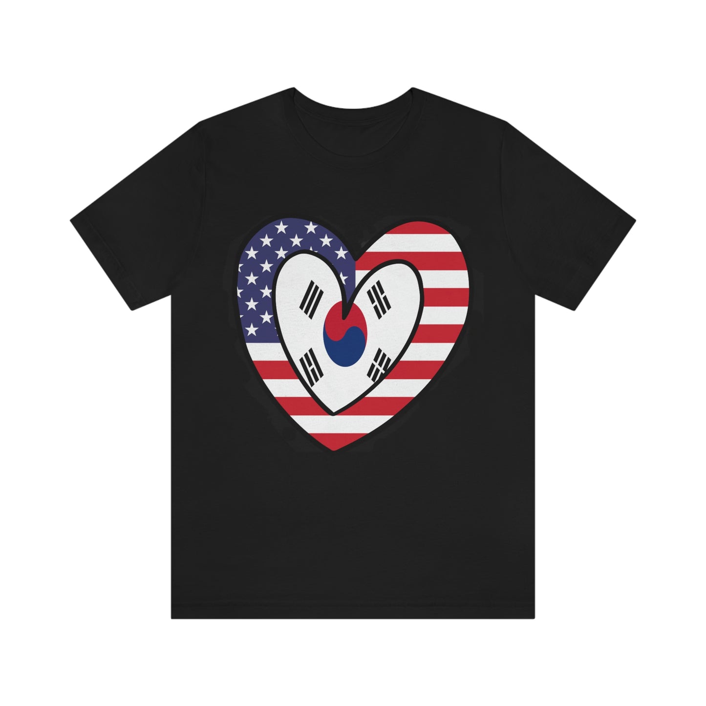 South Korean American Heart Valentines Day Gift Tee Shirt | Half Korea USA Flag T-Shirt