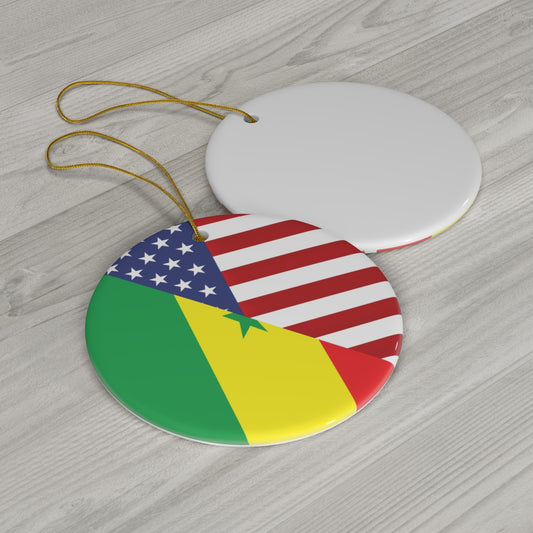 Senegal American Flag Ceramic Ornament | Senegalese USA Christmas Tree